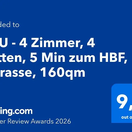 Neu - 4 Zimmer, 4 Betten, 5 Min Zum Hbf, Terrasse, 160qm Augsburg